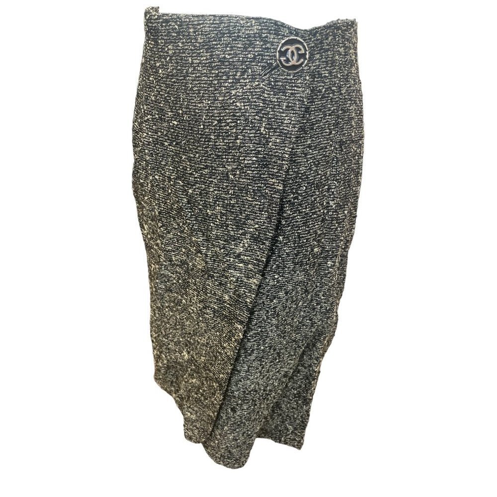 Handmade Black Wrapped Knee Length Pencil Skirt